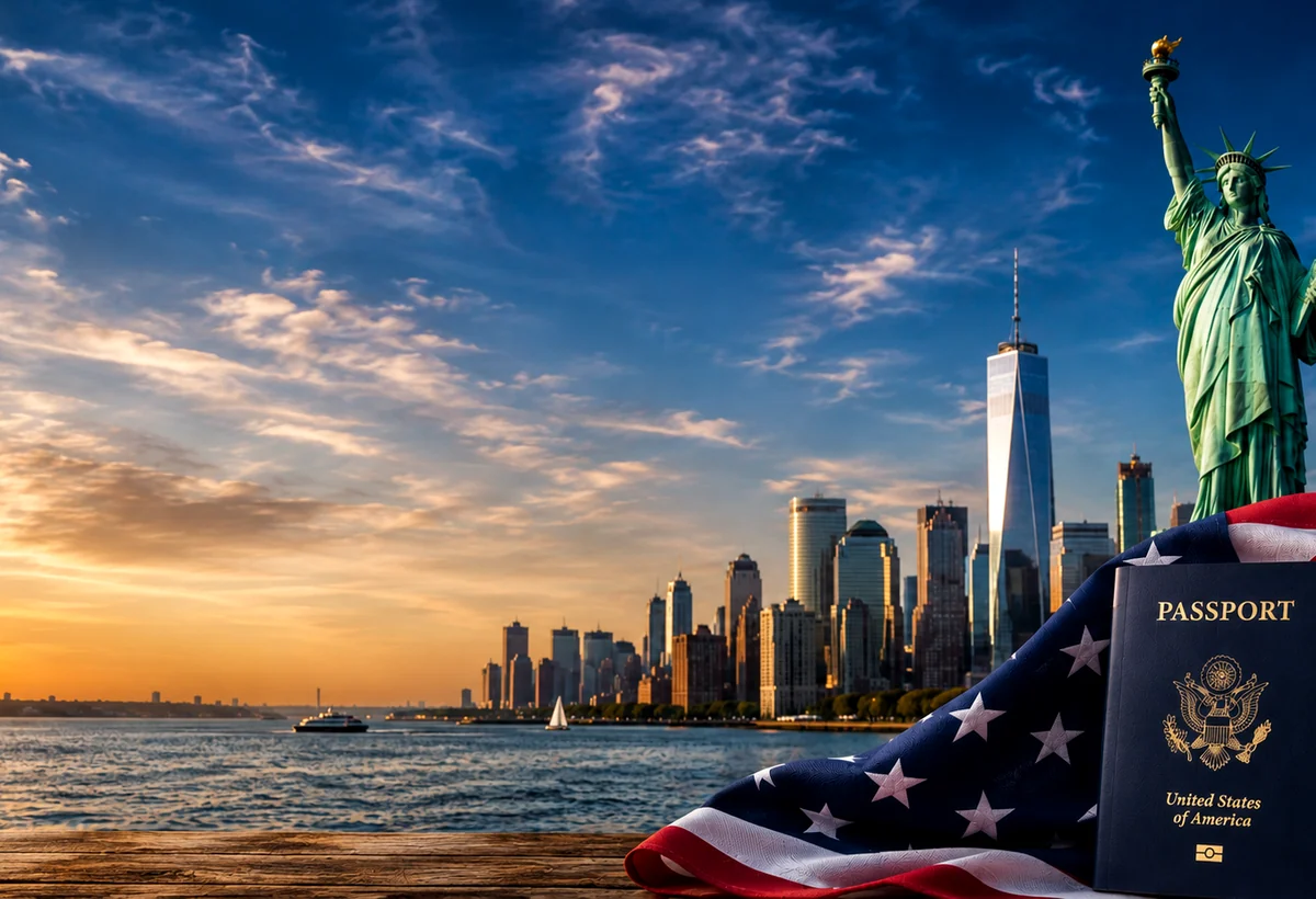 New York skyline representing USA visa assistance
